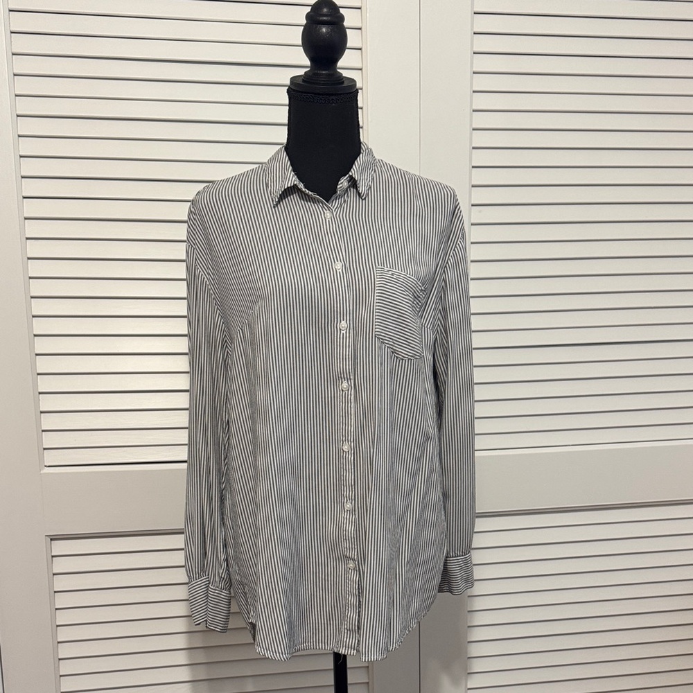 A New Day Black and White Striped Shirt